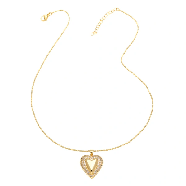 Jewelry love pendant necklace female copper plated real gold inlaid zircon peach heart clavicle chain nks27