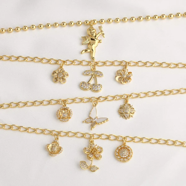 Jewelry new full zircon cherry pendant bracelet gold-plated butterfly hand jewelry bracelet brj17 bracelet