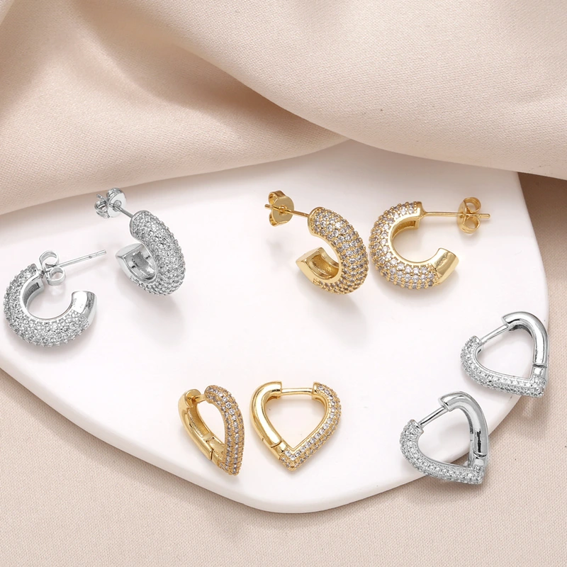 AS jewelry earrings heart earrings gold-plated zircon inlaid C-shaped earrings earrings era189
