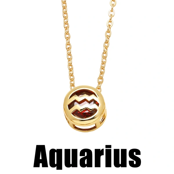 AS jewelry Europe and the United States hot selling twelve constellation necklace zircon double-sided hollow birthstone clavicle chain nkb794