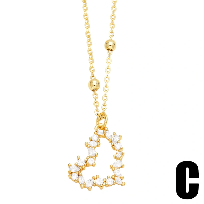 European and American micro-inlaid zircon heart-shaped pendant necklace style fashionable temperament clavicle chain necklace nks86