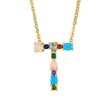 Letter necklace European and American new color zircon necklace with diamond surname English AZ letter necklace nkp25