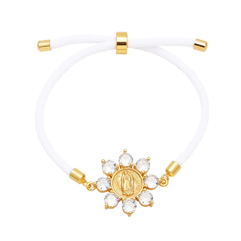 Hot selling fashion Madonna flower braided bracelet women inlaid with colored zircon accessories bracelet bra63