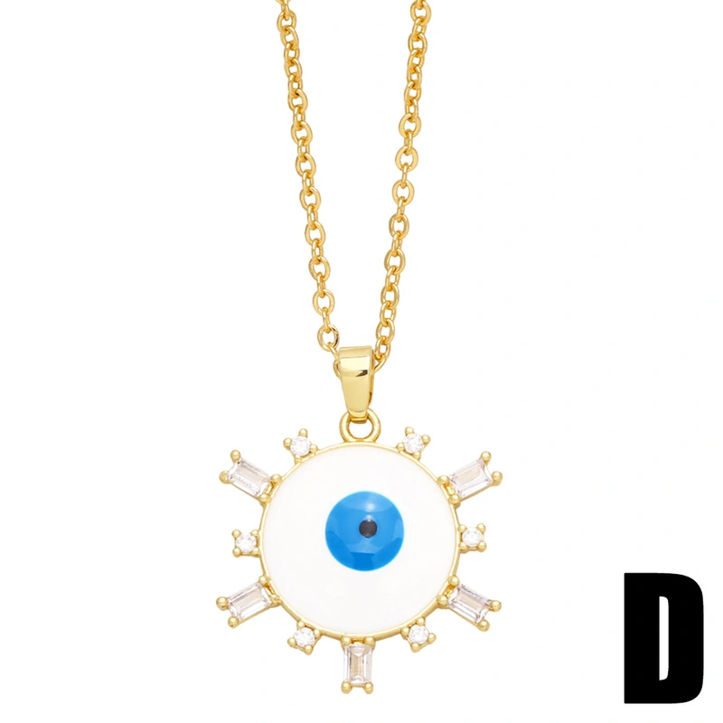 European and American style personality fashion Turkish blue eye necklace female moon heart shaped devil eye clavicle chain nkb226