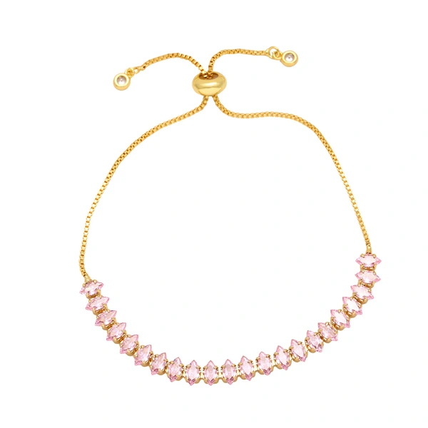 European and American style high-end prismatic colored zircon bracelet simple and fashionable personality niche versatile hand jewelry female bra06