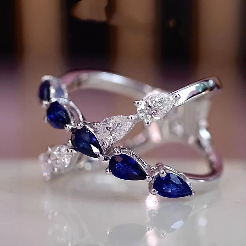 Cross two-color teardrop ring female classic fashionable creative versatile ring contrast color smart dance female ring