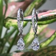 European and American source exquisite teardrop pear-shaped zircon earrings for women copper plated white gold short elegant earrings