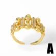 AS jewelry hot selling irregular open ring female copper plated 18k gold inlaid zircon ring rih13