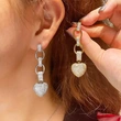 Hot selling pendants with heart-shaped earrings for women, similar to those worn by Japanese and Korean stars, inlaid with heart-shaped French jewelry