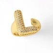 AS jewelry 26 English letters ring female gold-plated full zircon open ring rih31