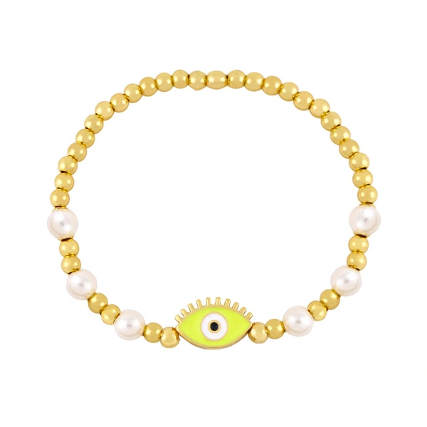 Clearance gold pearl beaded woven devil eye bracelet oil drip eye bracelet bre81