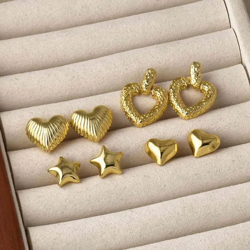 AS jewelry Europe and the United States hot selling smooth love heart-shaped earrings female gold-plated five-pointed star earrings earrings era105