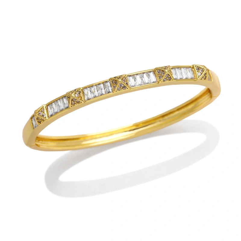 Copper plated 18K gold rivet bracelet women's fashion micro-inlaid colored zircon open bracelet personality bracelet wholesale bra23