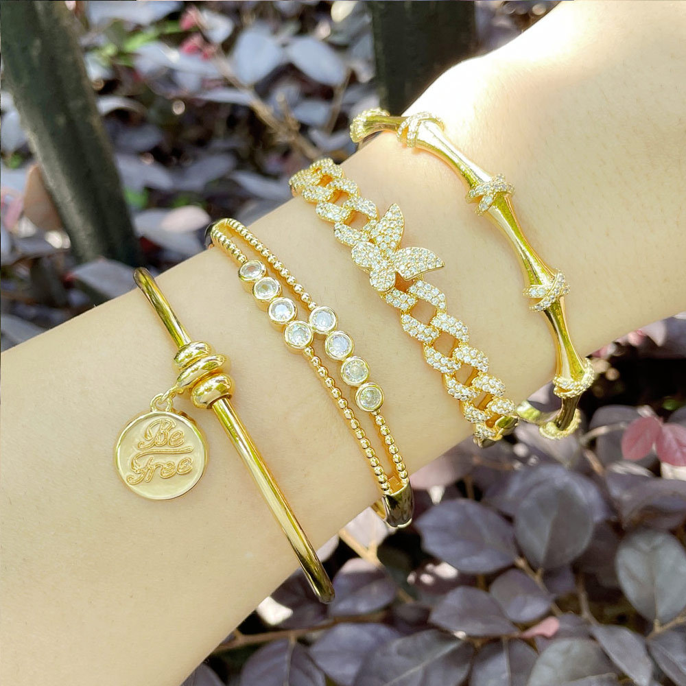 Clearance hot sale full diamond zircon butterfly bracelet female net celebrity niche design bracelet jewelry brg96