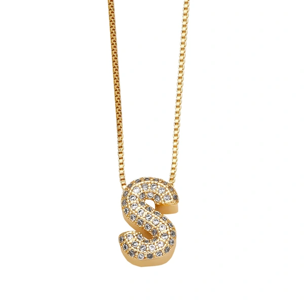 Temu hot selling 26 English letters necklace inlaid with zircon gold-plated clavicle necklace jewelry nkp54