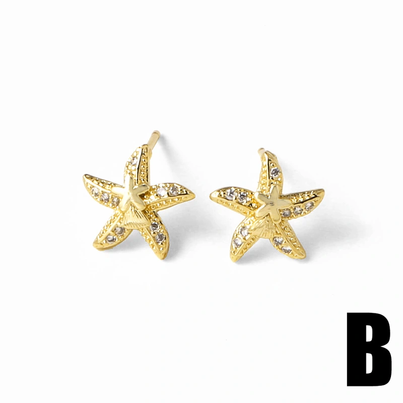 AS jewelry hot selling ocean style starfish love sailboat gold plated earrings earrings female ery43