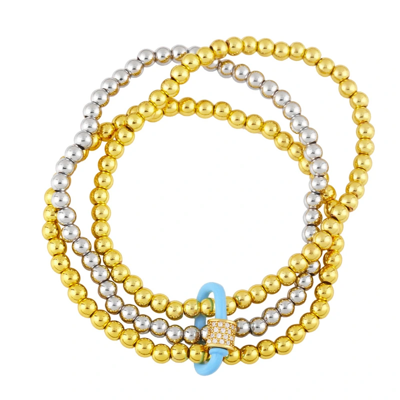 European and American jewelry creative personality fashion trend bracelet hip hop metal round bead multi-layer bracelet bre35