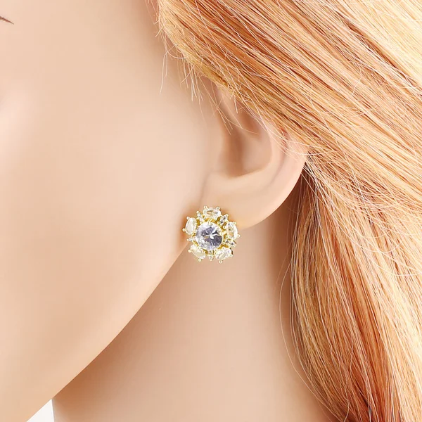 AS jewelry micro-inlaid zircon earrings copper plated 18k gold love heart earrings earrings female ery08