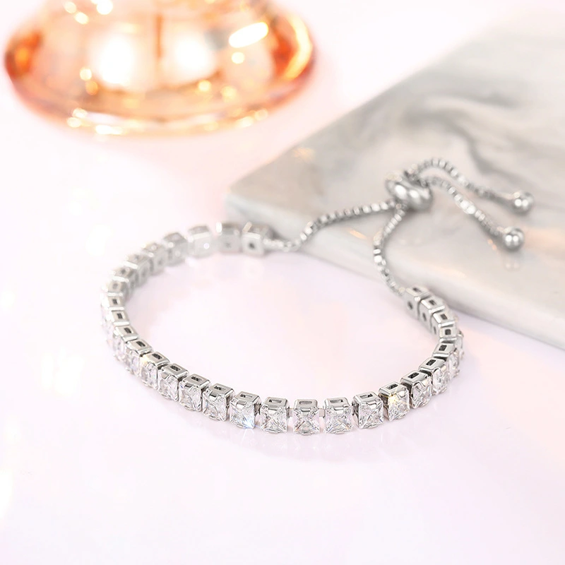 Fashion bracelet for women, niche, simple, high-end hand jewelry, single row, 4mm adjustable jewelry