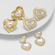 AS jewelry pearl heart earrings copper plated real gold micro inlaid zircon earrings era259