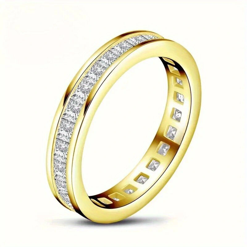   New simple plain ring women's square zircon wedding accessories classic commuter all-match style