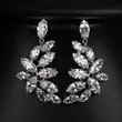 High-end fashion evening zircon leaf tassel earrings temperament versatile retro leaf-shaped earrings for women