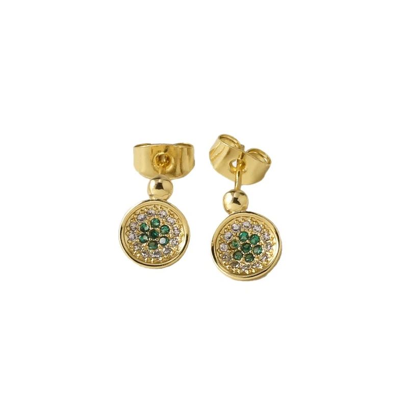 AS jewelry European and American micro-inlaid zircon earrings copper plated 18k gold teardrop-shaped geometric earrings earrings era267