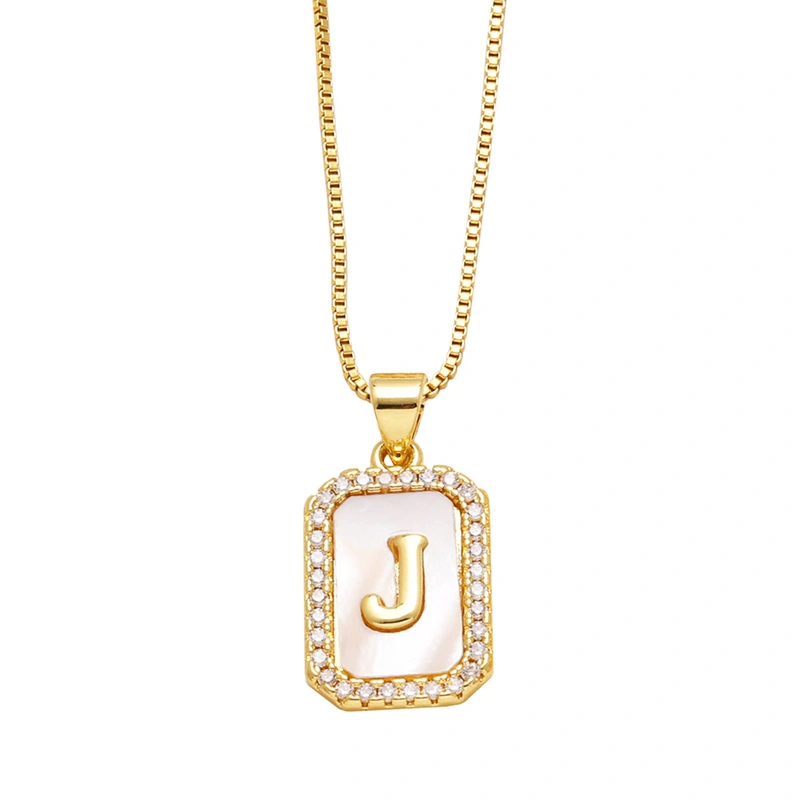 AS jewelry European and American new shell cube 26 English letters necklace clavicle chain female nkb581