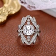   New crown ring unique design hollow domineering ring geometric high-end ring