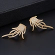  Fan-shaped imitation tassel earrings, octopus temperament design earrings, vintage high-end full-studded female earrings