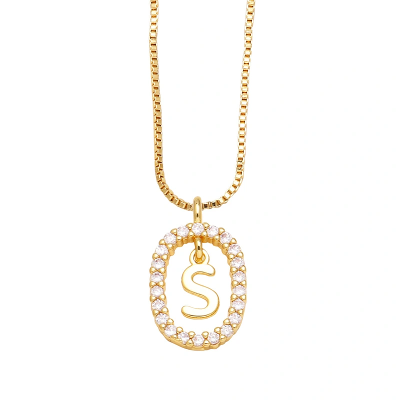 AS jewelry new style inlaid zircon 26 English letters necklace female gold-plated clavicle chain nka019