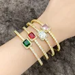 Light luxury super flash zircon bracelet niche design square diamond cold style exquisite open bracelet female trend brj69