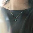  London Garden Square Diamond Necklace Women's Niche Design Emerald Clavicle Chain Super Hot Style