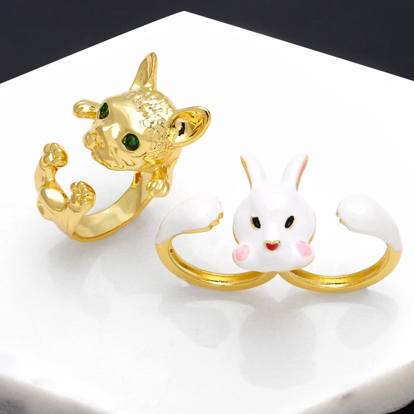 Clearance European and American sweet rabbit ring female cute animal cartoon small fresh all-match network celebrity ring rij06