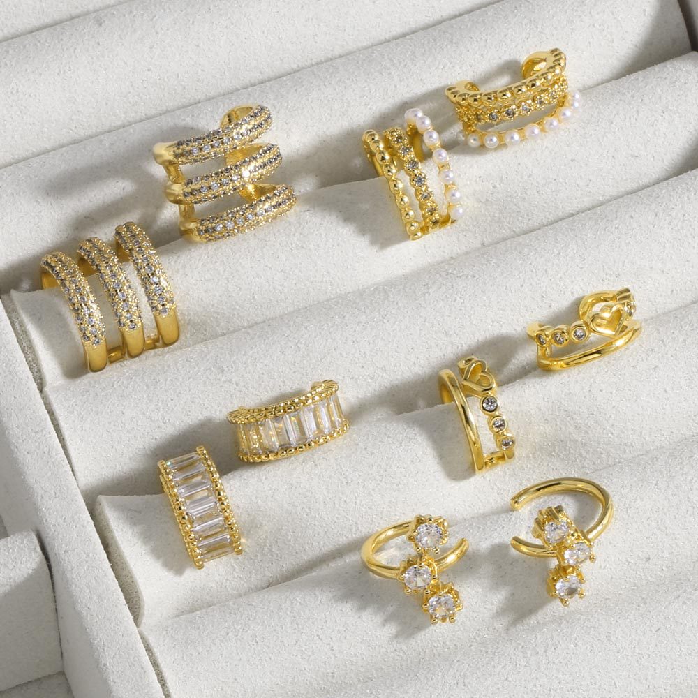 AS jewelry full zircon double layer non-pierced ear bone clip earrings female era077 earrings