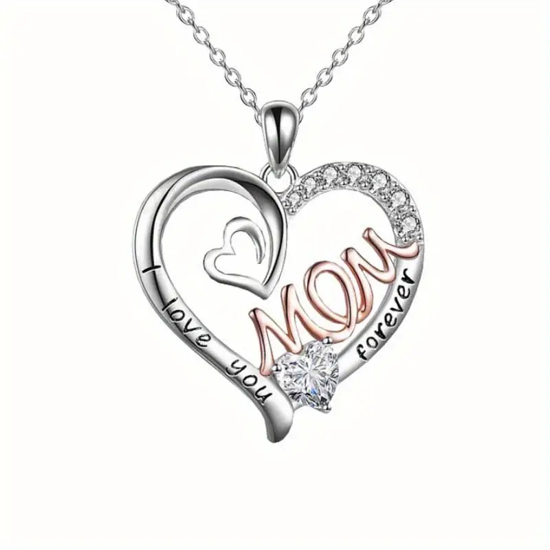 European and American necklace mom double heart two-color necklace high value Mother's Day gift