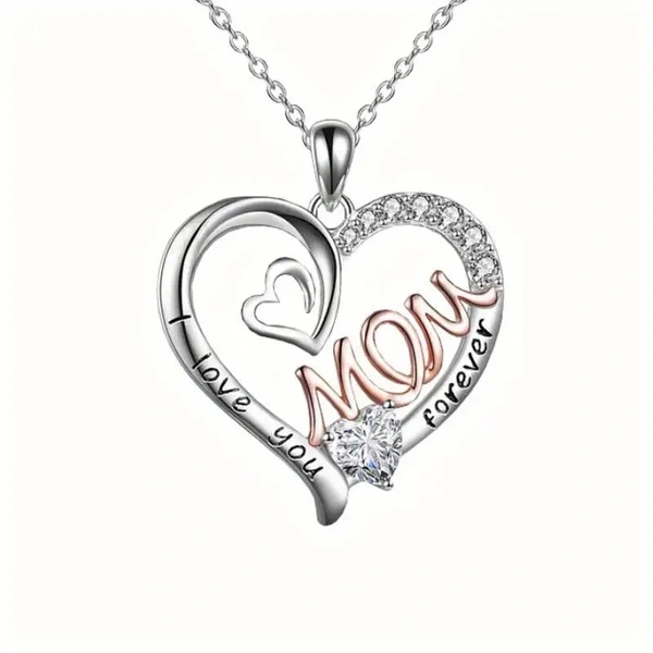 European and American necklace mom double heart two-color necklace high value Mother's Day gift