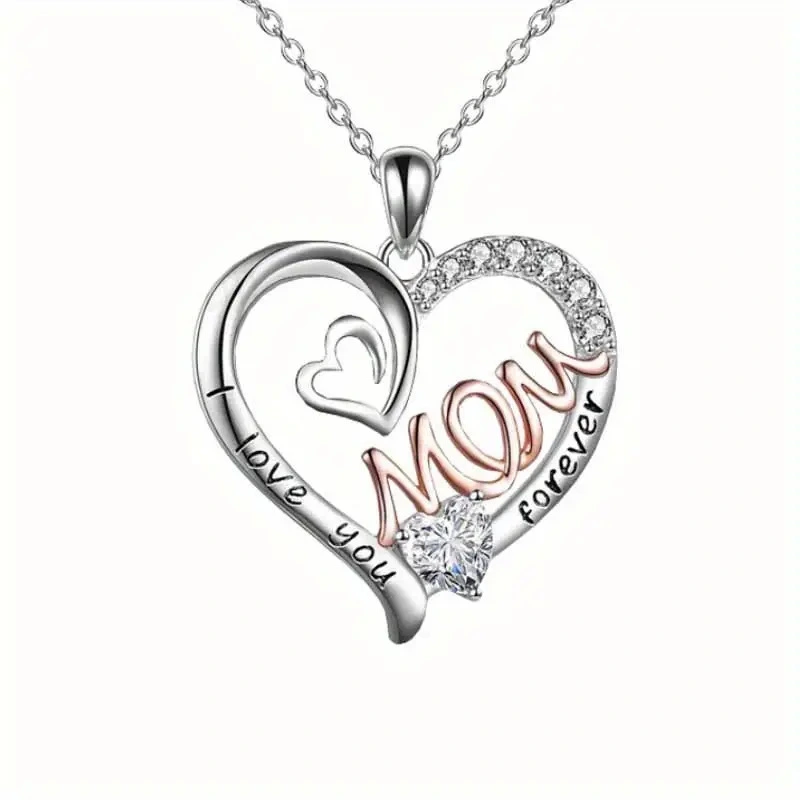 European and American necklace mom double heart two-color necklace high value Mother's Day gift