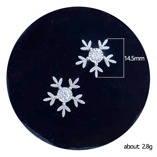 2022 Christmas gift earrings exquisite Christmas snowflake shiny zircon earrings versatile New Year earrings