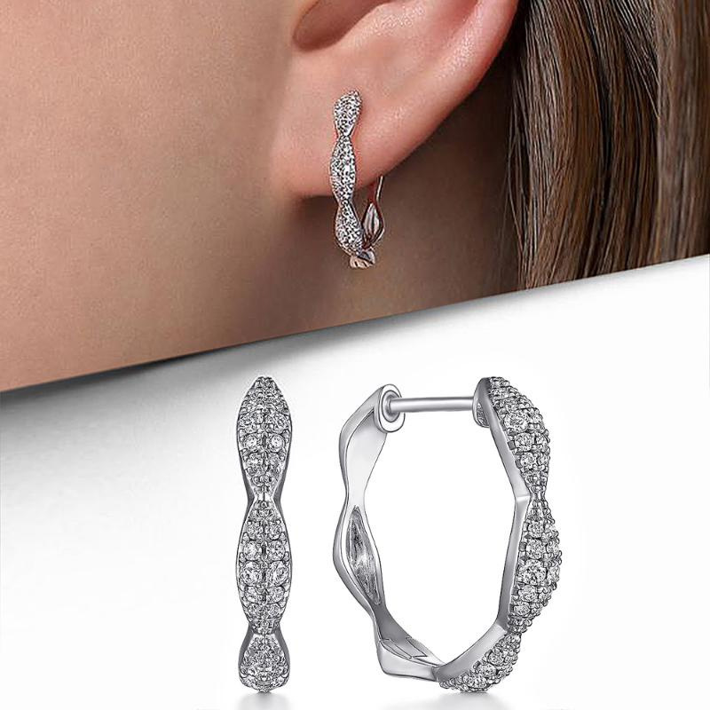 Super flash full of zircon earrings circle simple daily commuting earrings new style trendy high-end ear buckles