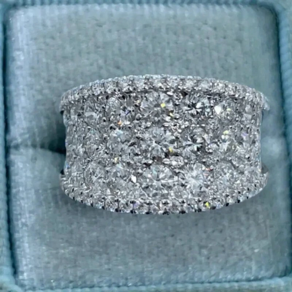  Micro-inlaid sparkling zircon half circle ring bride proposal wedding jewelry live hot selling ring