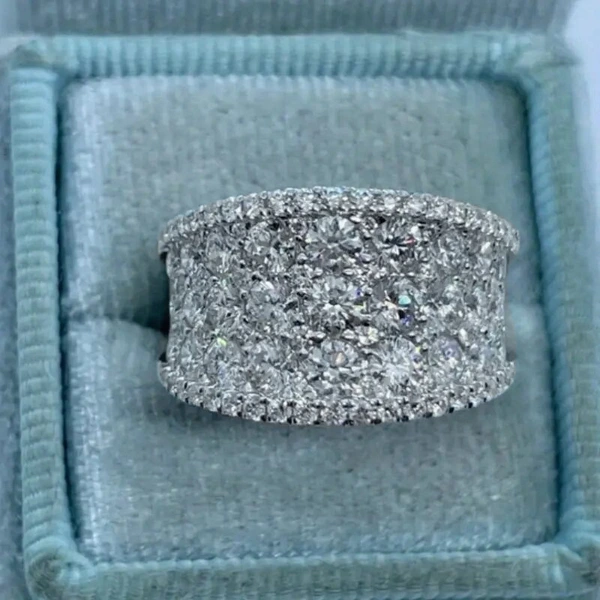  Micro-inlaid sparkling zircon half circle ring bride proposal wedding jewelry live hot selling ring