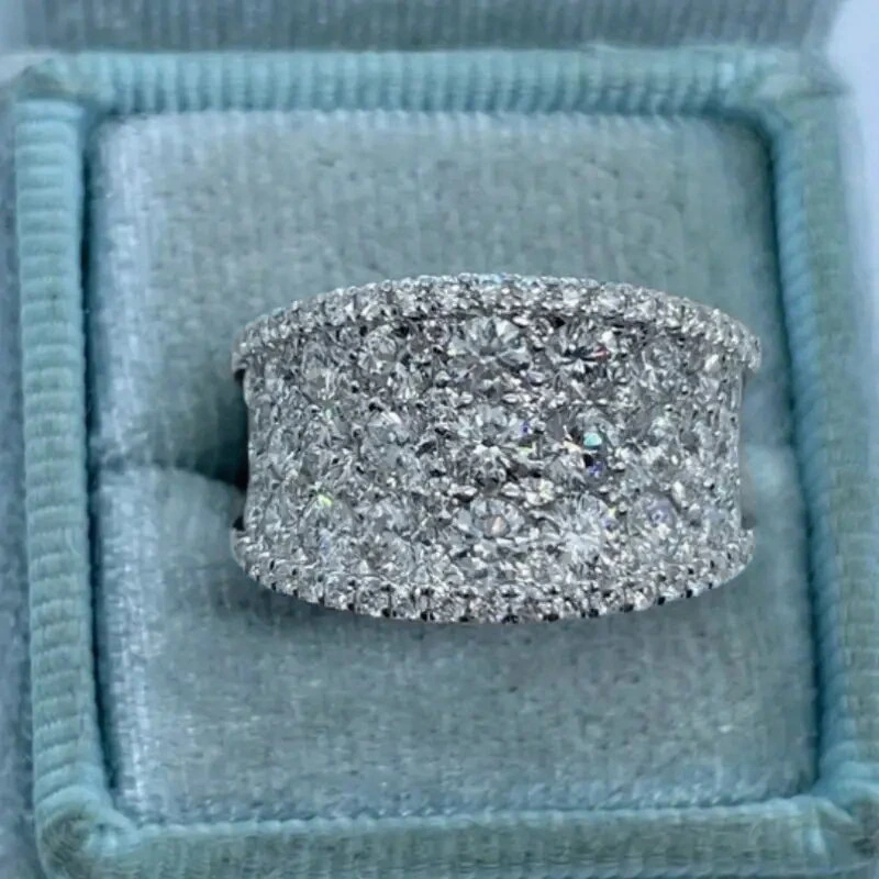  Micro-inlaid sparkling zircon half circle ring bride proposal wedding jewelry live hot selling ring