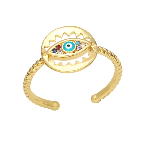 Clearance European and American hand jewelry colored gemstone zircon eye ring devil eye ring riq04
