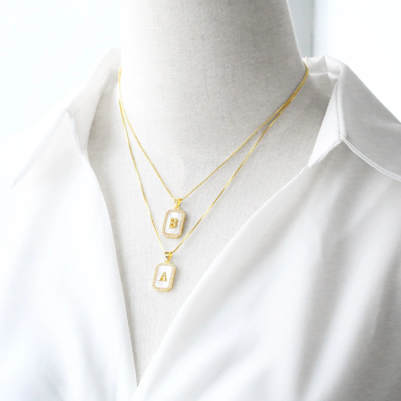 AS jewelry European and American new shell cube 26 English letters necklace clavicle chain female nkb581