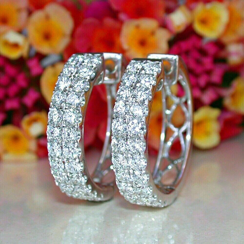 Factory direct sales of fashionable earrings for women with micro-inlaid zircon hollow design, chic and fashionable niche style