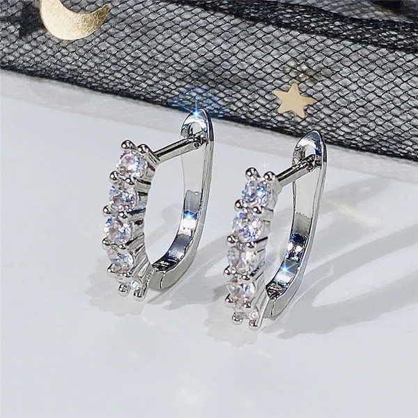 New simple straight row zircon earrings literary and fresh earrings for girlfriends and best friends