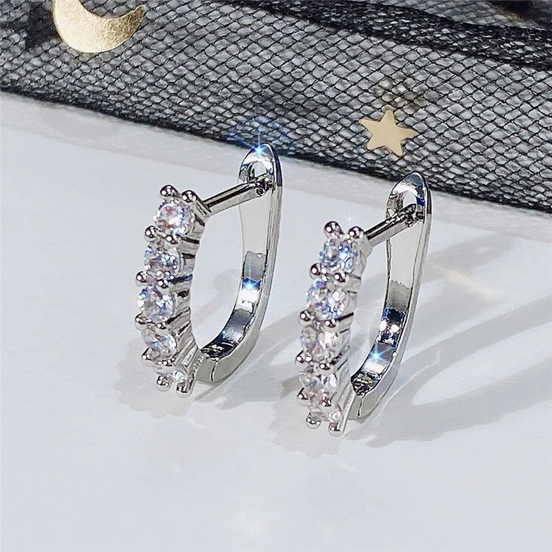 New simple straight row zircon earrings literary and fresh earrings for girlfriends and best friends