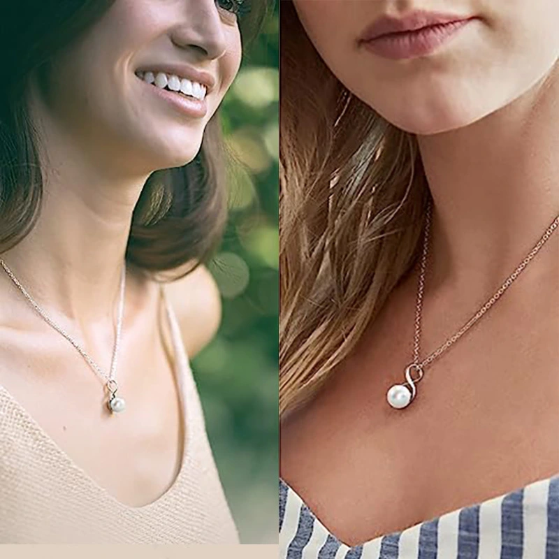 Internet celebrity hot necklace simple fresh niche design pendant infinite love imitation pearl temperament necklace
