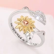  Sunflower Flower Adjustable Ring Women's Realistic Engraving Fashion Ring Popular Flower Leaf Jewelry